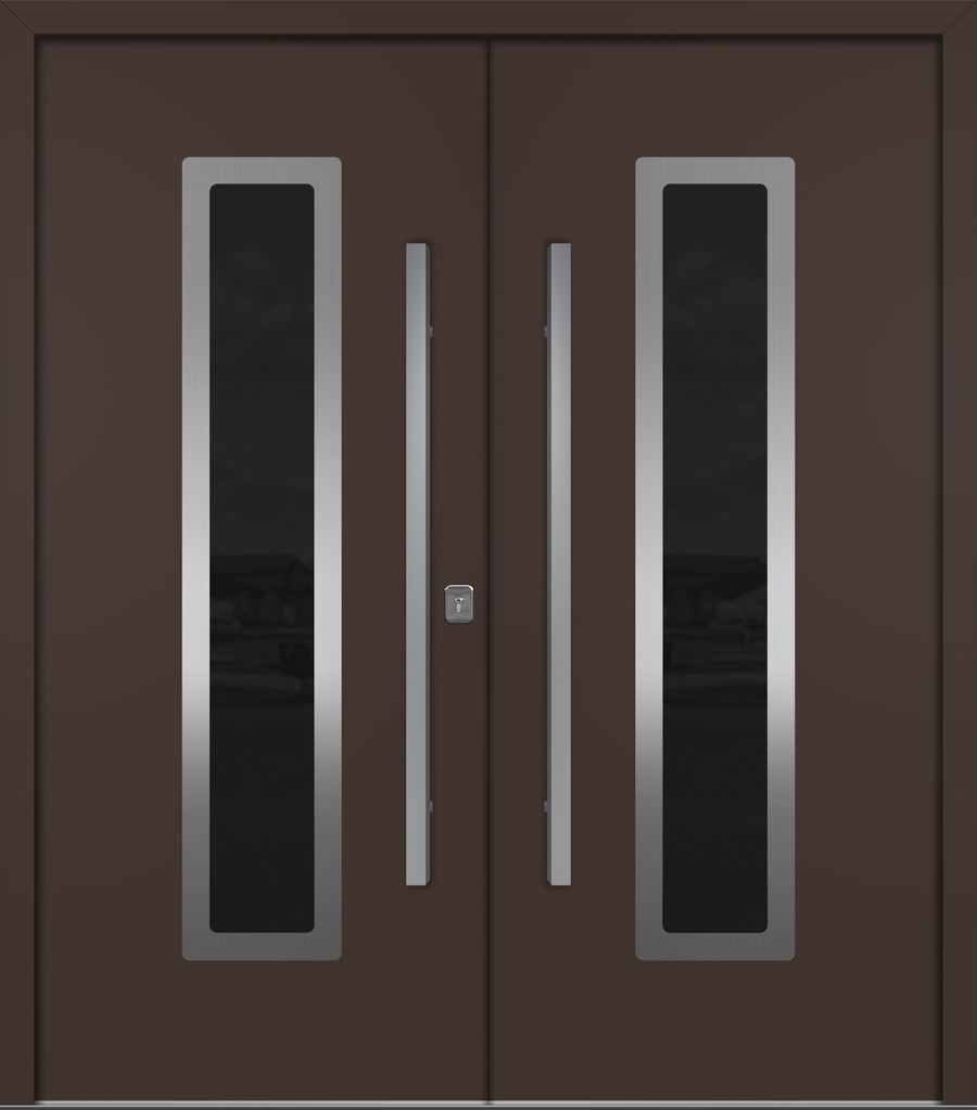 Nova Inox S1 Modern Exterior Double Door 72x80 - Unit 74x81 1/2 - Brown - Doors and Beyond
