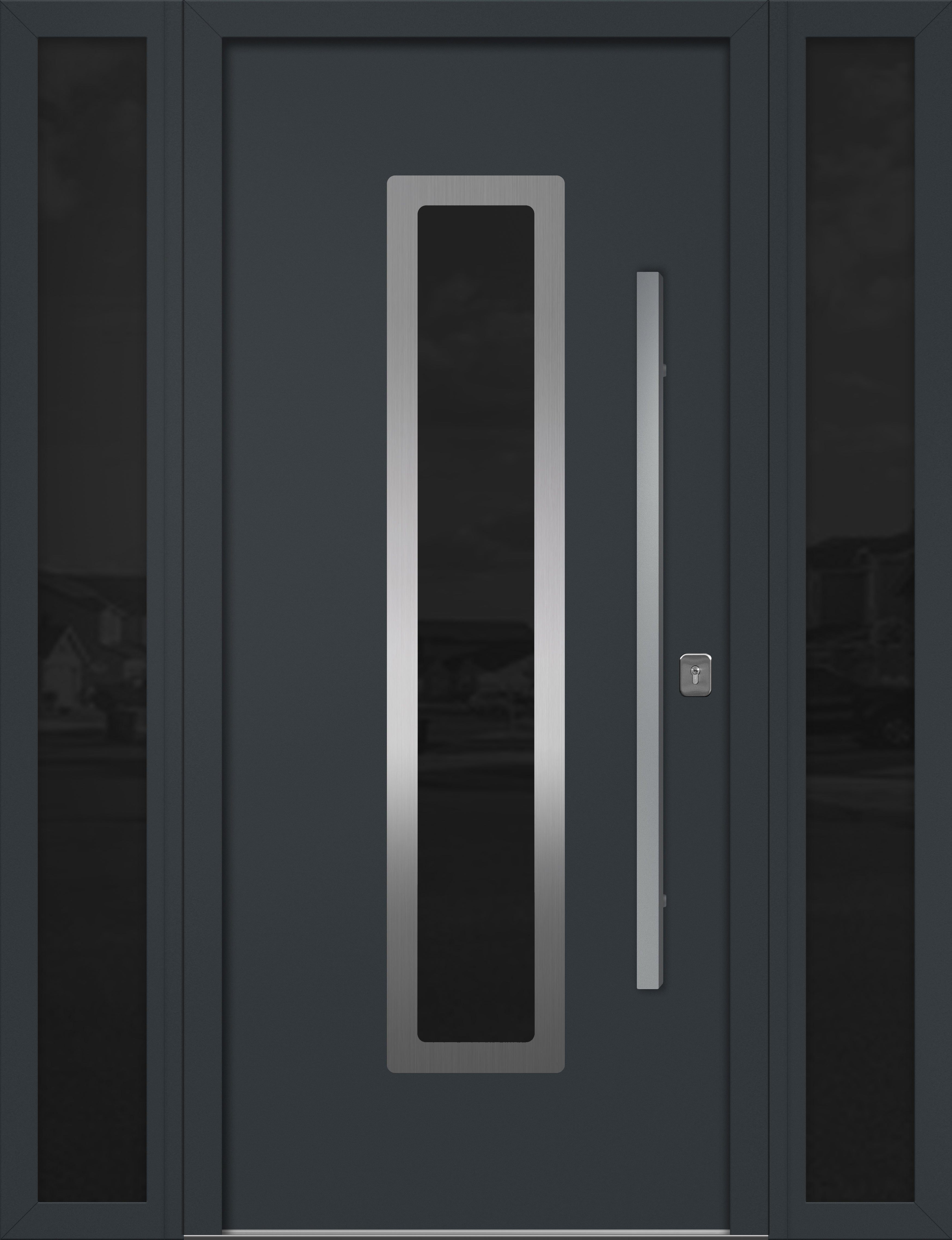 Nova Inox S1 Modern Exterior Single Door W/ (2) 12" Sidelight - Unit 62x81 3/8 - Gray