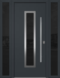 Nova Inox S1 Modern Exterior Single Door W/ (2) 12" Sidelight - Unit 62x81 3/8 - Gray - Doors and Beyond