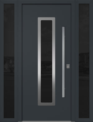 Nova Inox S1 Modern Exterior Single Door W/ (2) 12" Sidelight - Unit 62x81 3/8 - Gray - Doors and Beyond