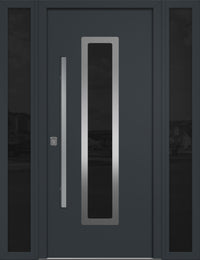 Nova Inox S1 Modern Exterior Single Door W/ (2) 12" Sidelight - Unit 62x81 3/8 - Gray - Doors and Beyond
