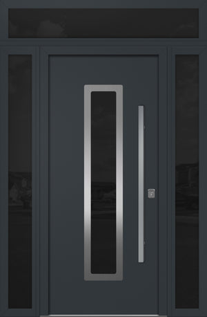 Nova Inox S1 Modern Exterior Single Door 36x80 with 2 Sidelight and Transom - Unit 62x95 1/2 - Gray - Doors and Beyond