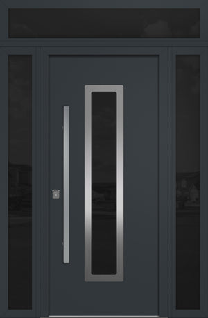 Nova Inox S1 Modern Exterior Single Door 36x80 with 2 Sidelight and Transom - Unit 62x95 1/2 - Gray - Doors and Beyond