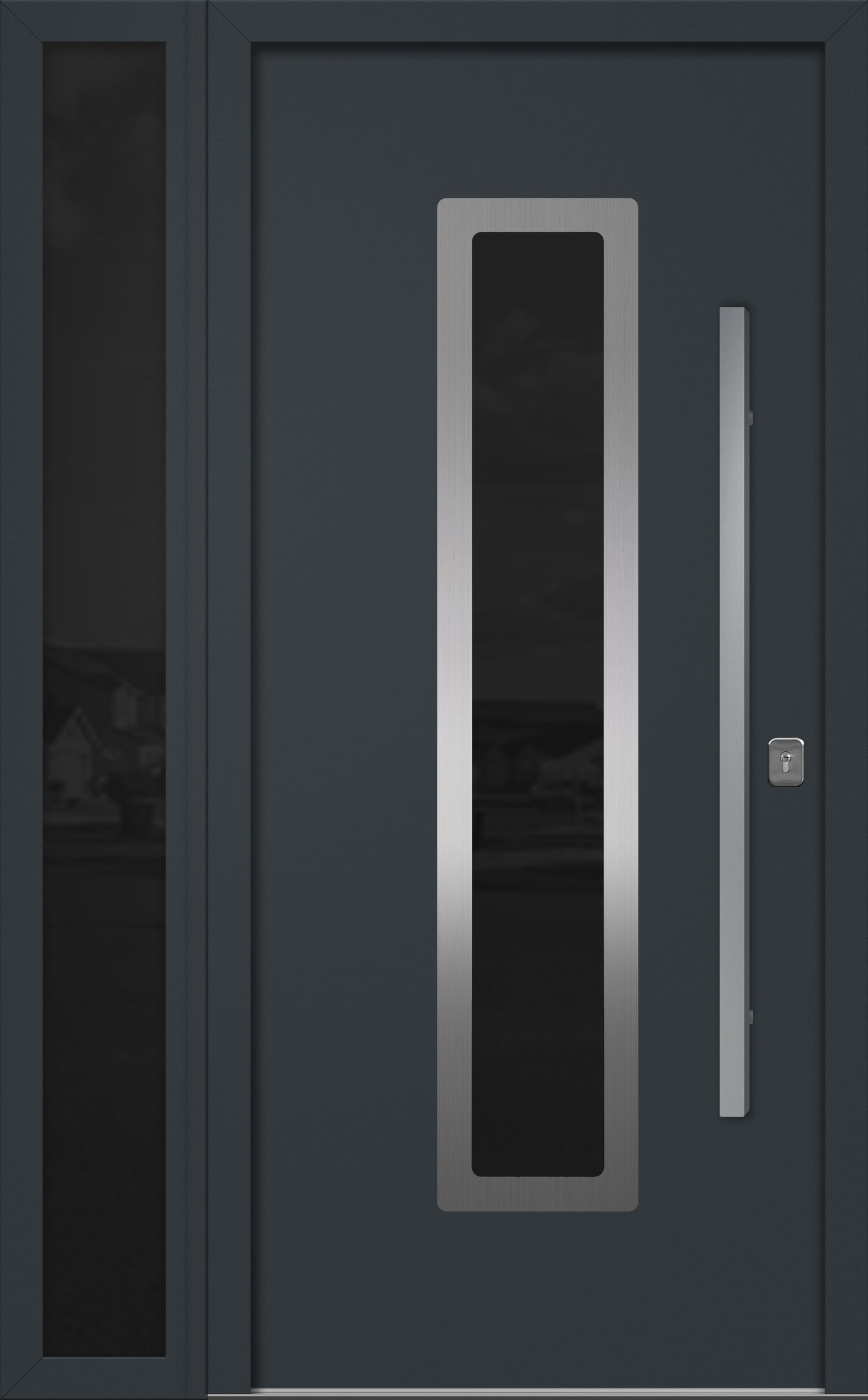 Nova Inox S1 Modern Exterior Single Door W/ (1) 12" Sidelight - Unit 50x81 3/8 - Gray - Doors and Beyond