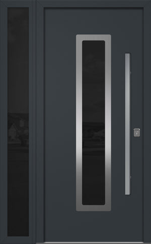 Nova Inox S1 Modern Exterior Single Door W/ (1) 12" Sidelight - Unit 50x81 3/8 - Gray - Doors and Beyond