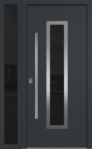 Nova Inox S1 Modern Exterior Single Door W/ (1) 12" Sidelight - Unit 50x81 3/8 - Gray - Doors and Beyond