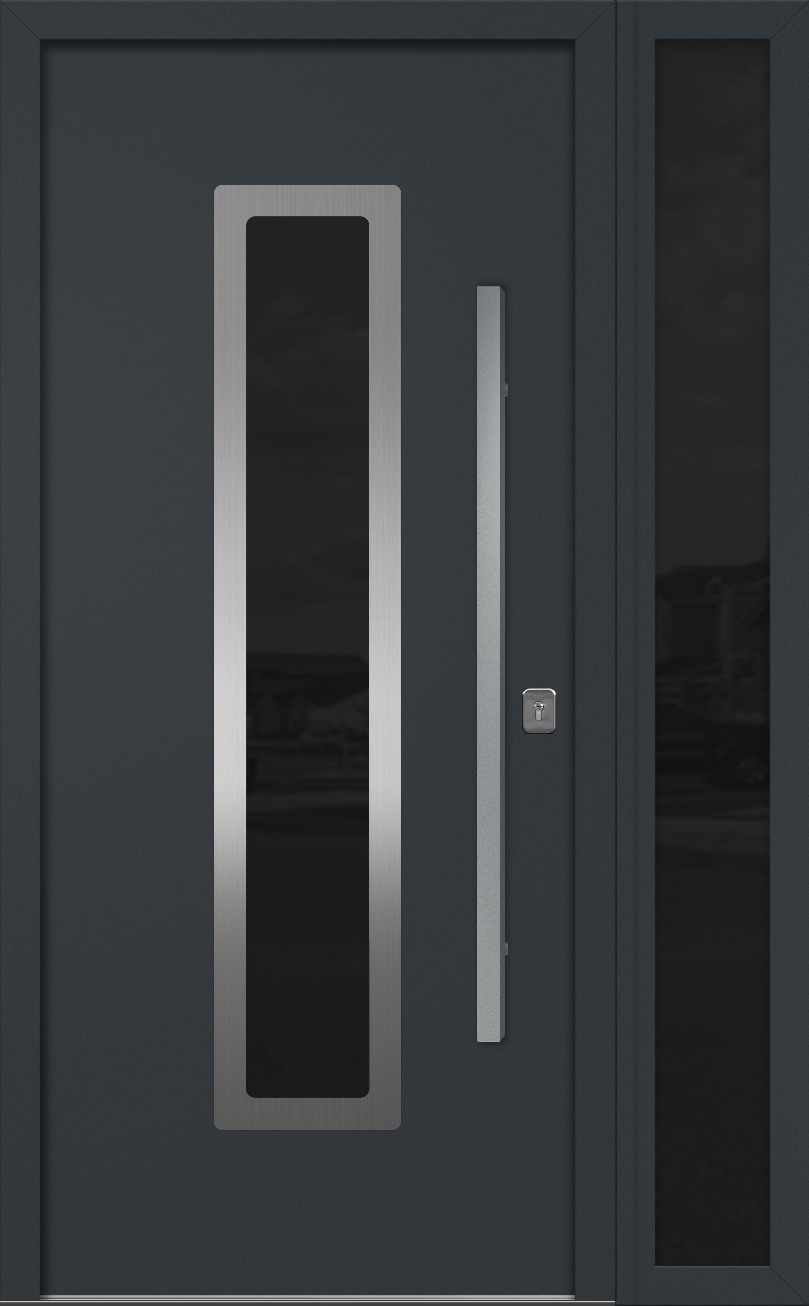 Nova Inox S1 Modern Exterior Single Door W/ (1) 12" Sidelight - Unit 50x81 3/8 - Gray