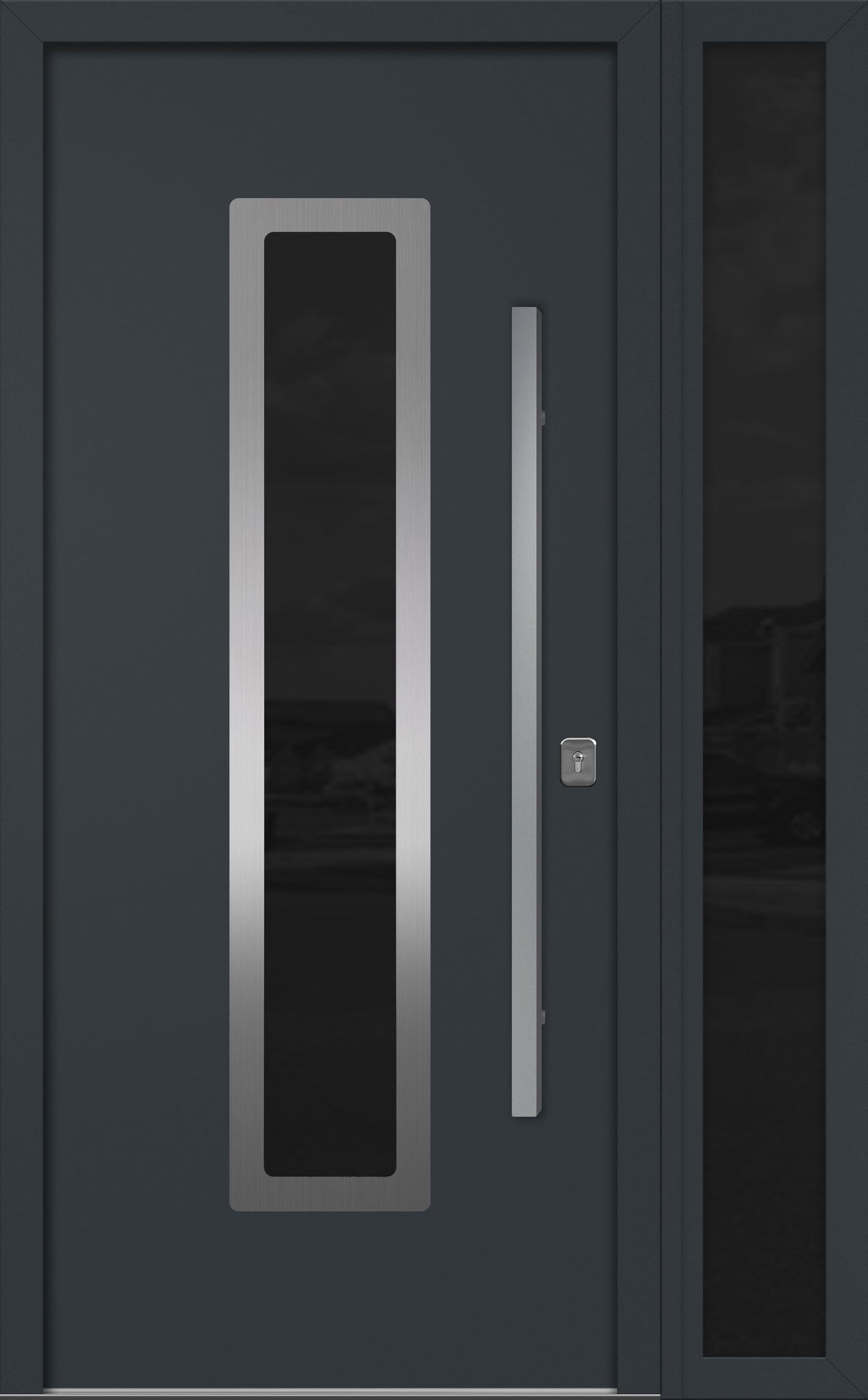 Nova Inox S1 Modern Exterior Single Door W/ (1) 12" Sidelight - Unit 50x81 3/8 - Gray - Doors and Beyond