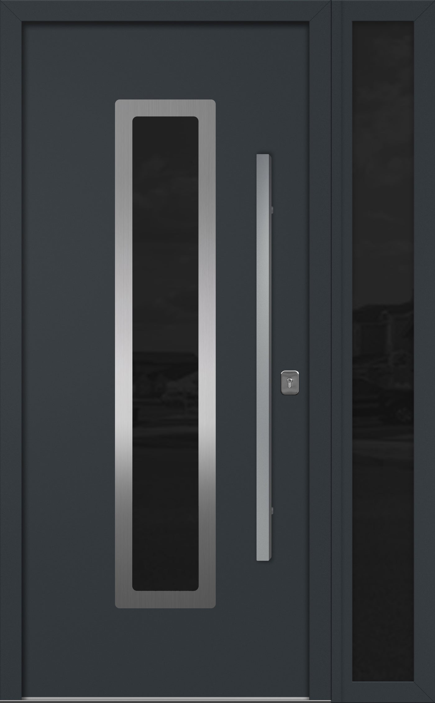 Nova Inox S1 Modern Exterior Single Door W/ (1) 12" Sidelight - Unit 50x81 3/8 - Gray - Doors and Beyond