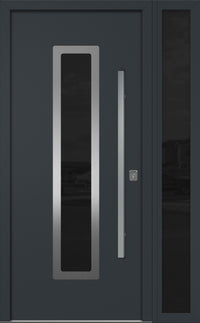 Nova Inox S1 Modern Exterior Single Door W/ (1) 12" Sidelight - Unit 50x81 3/8 - Gray - Doors and Beyond