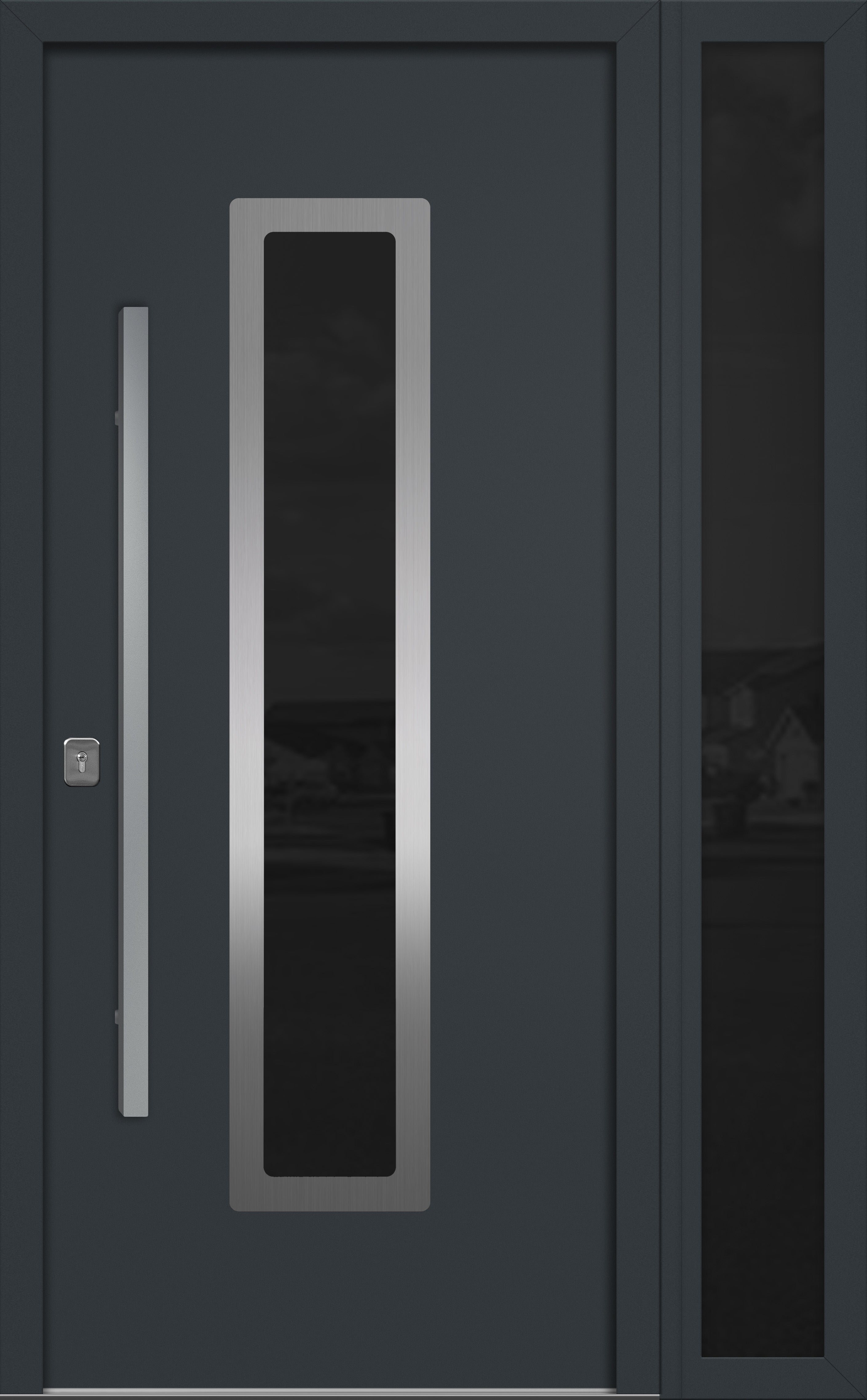 Nova Inox S1 Modern Exterior Single Door W/ (1) 12" Sidelight - Unit 50x81 3/8 - Gray