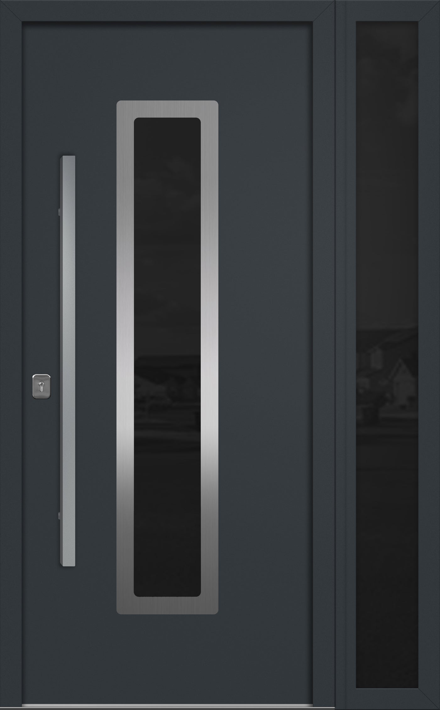 Nova Inox S1 Modern Exterior Single Door W/ (1) 12" Sidelight - Unit 50x81 3/8 - Gray - Doors and Beyond
