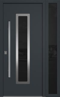 Nova Inox S1 Modern Exterior Single Door W/ (1) 12" Sidelight - Unit 50x81 3/8 - Gray - Doors and Beyond