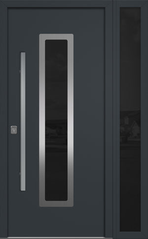 Nova Inox S1 Modern Exterior Single Door W/ (1) 12" Sidelight - Unit 50x81 3/8 - Gray - Doors and Beyond