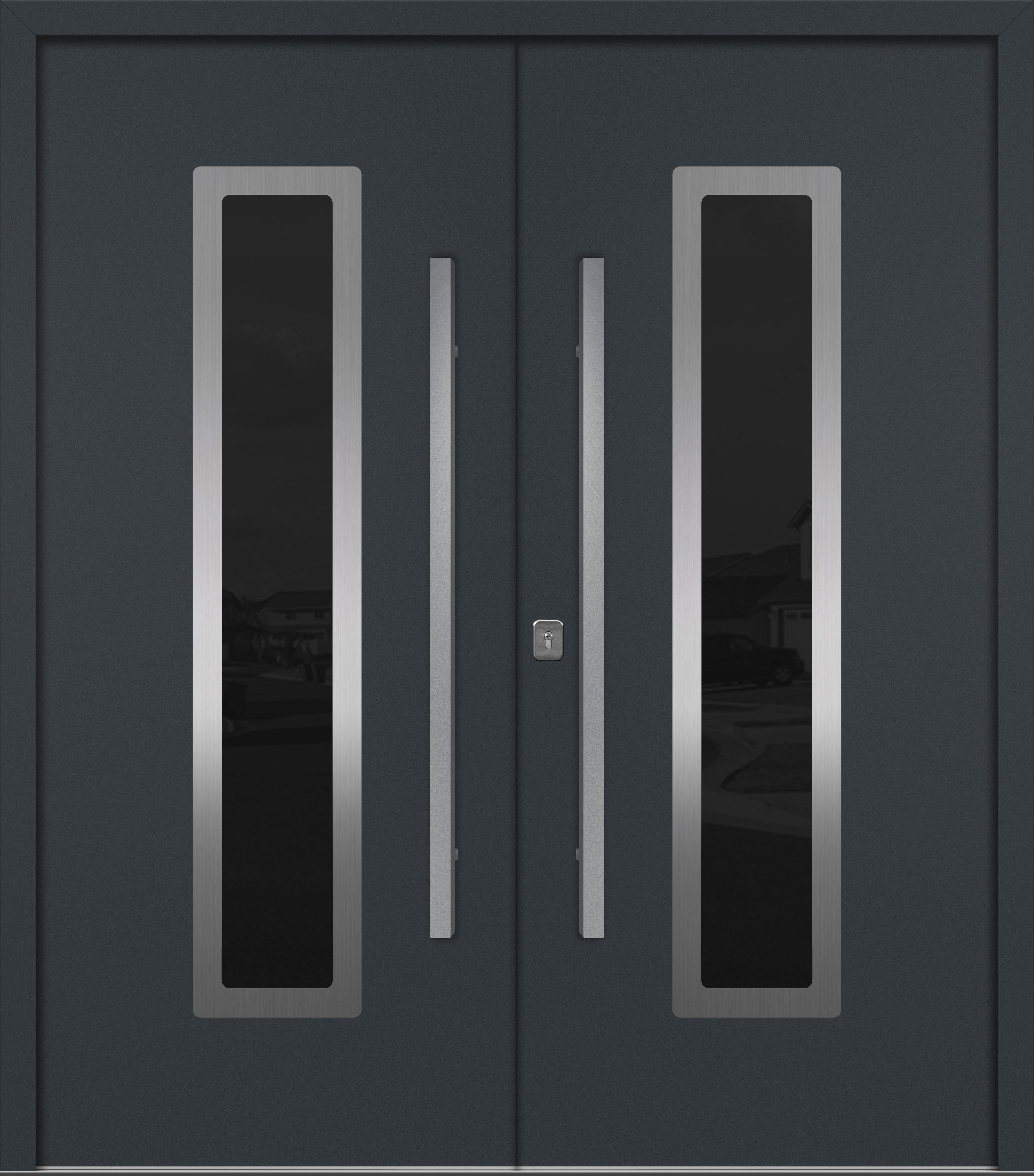 Nova Inox S1 Modern Exterior Double Door 72x80 - Unit 74x81 1/2 - Gray
