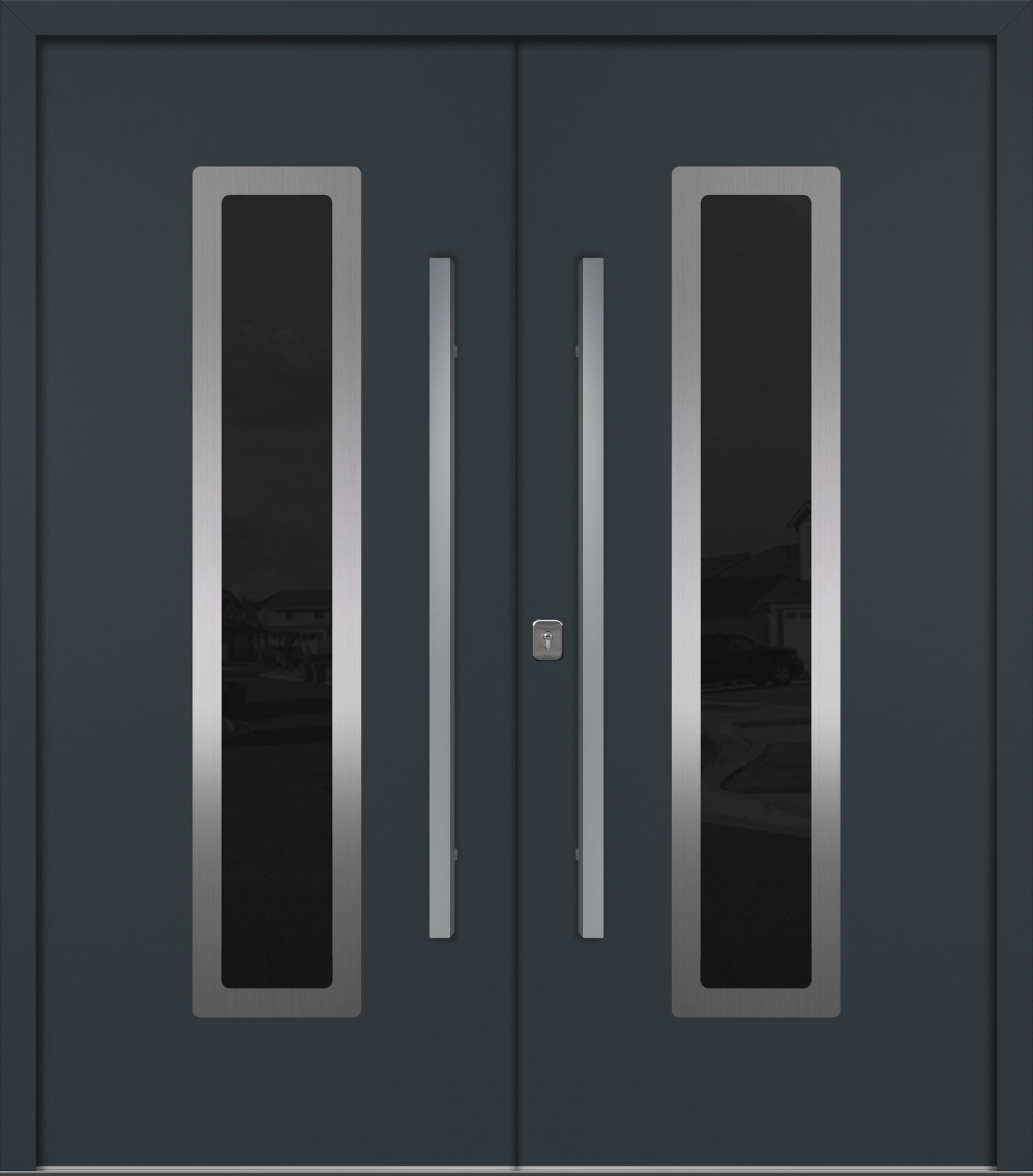Nova Inox S1 Modern Exterior Double Door 72x80 - Unit 74x81 1/2 - Gray - Doors and Beyond