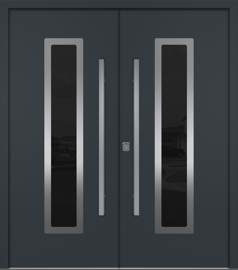 Nova Inox S1 Modern Exterior Double Door 72x80 - Unit 74x81 1/2 - Gray - Doors and Beyond