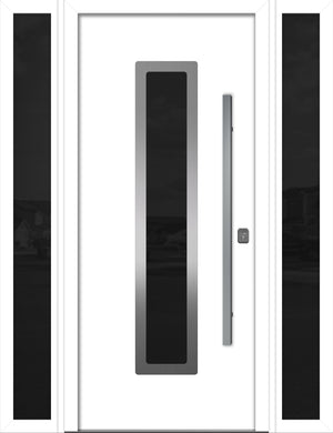 Nova Inox S1 Modern Exterior Single Door W/ (2) 12" Sidelight - Unit 62x81 3/8 - White - Doors and Beyond