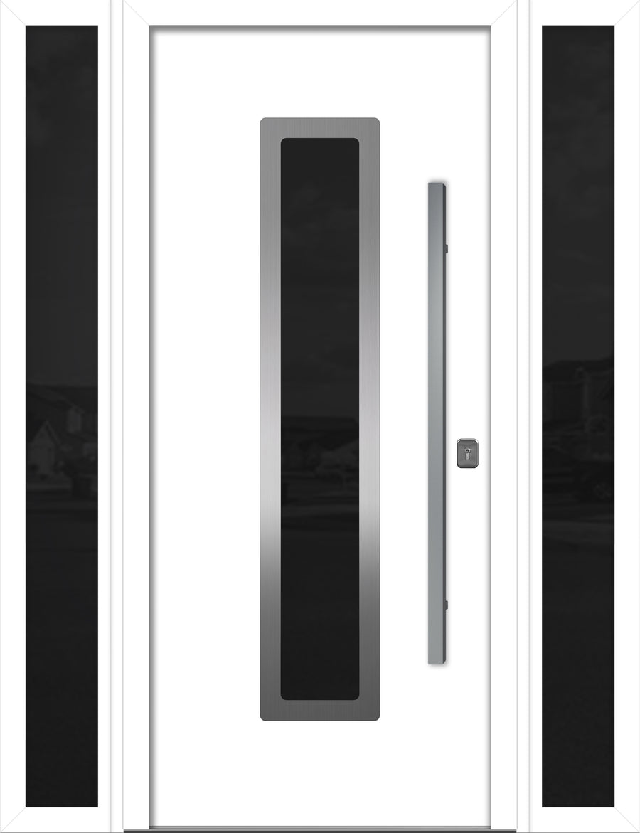 Nova Inox S1 Modern Exterior Single Door W/ (2) 12" Sidelight - Unit 62x81 3/8 - White - Doors and Beyond