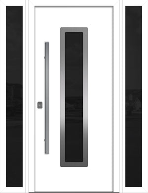 Nova Inox S1 Modern Exterior Single Door W/ (2) 12" Sidelight - Unit 62x81 3/8 - White - Doors and Beyond