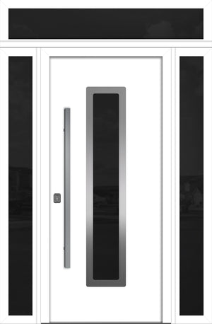 Nova Inox S1 Modern Exterior Single Door 36x80 with 2 Sidelight and Transom - Unit 62x95 1/2 - White - Doors and Beyond