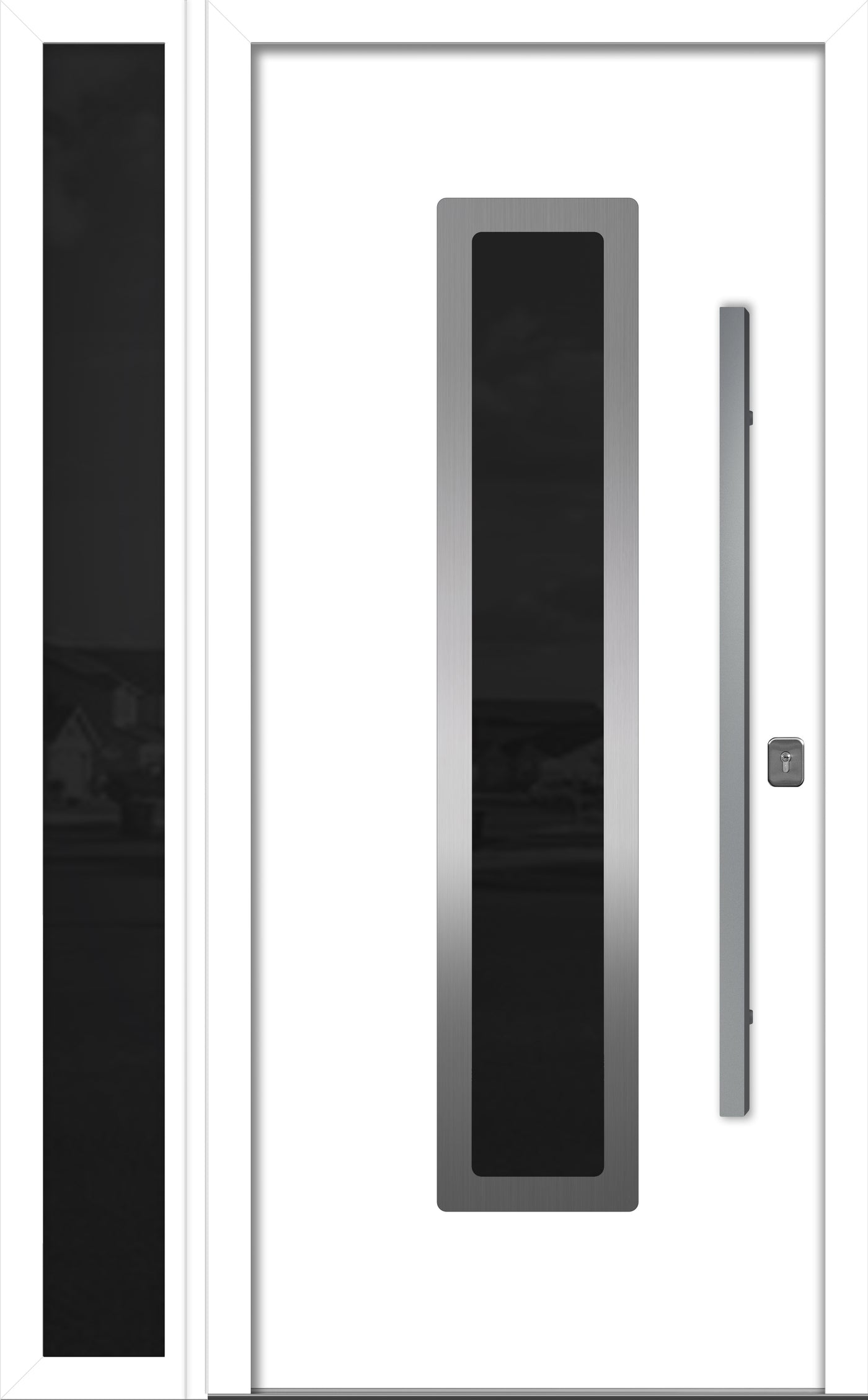 Nova Inox S1 Modern Exterior Single Door W/ (1) 12" Sidelight - Unit 50x81 3/8 - White - Doors and Beyond