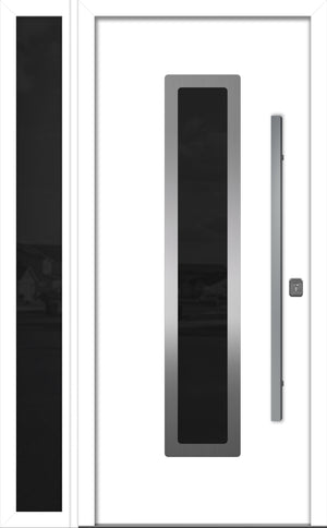 Nova Inox S1 Modern Exterior Single Door W/ (1) 12" Sidelight - Unit 50x81 3/8 - White - Doors and Beyond