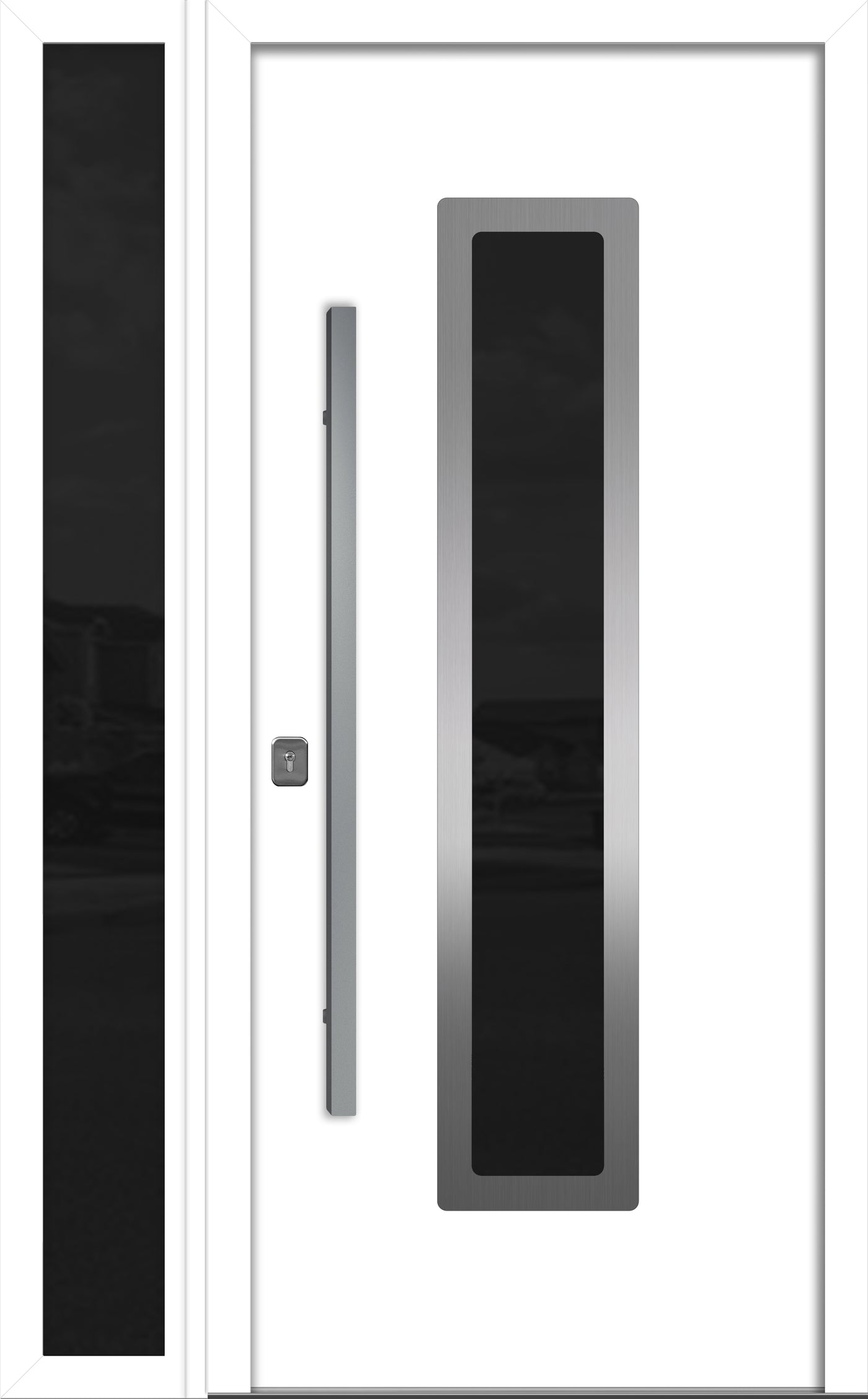 Nova Inox S1 Modern Exterior Single Door W/ (1) 12" Sidelight - Unit 50x81 3/8 - White - Doors and Beyond
