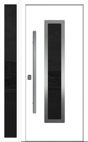 Nova Inox S1 Modern Exterior Single Door W/ (1) 12" Sidelight - Unit 50x81 3/8 - White - Doors and Beyond