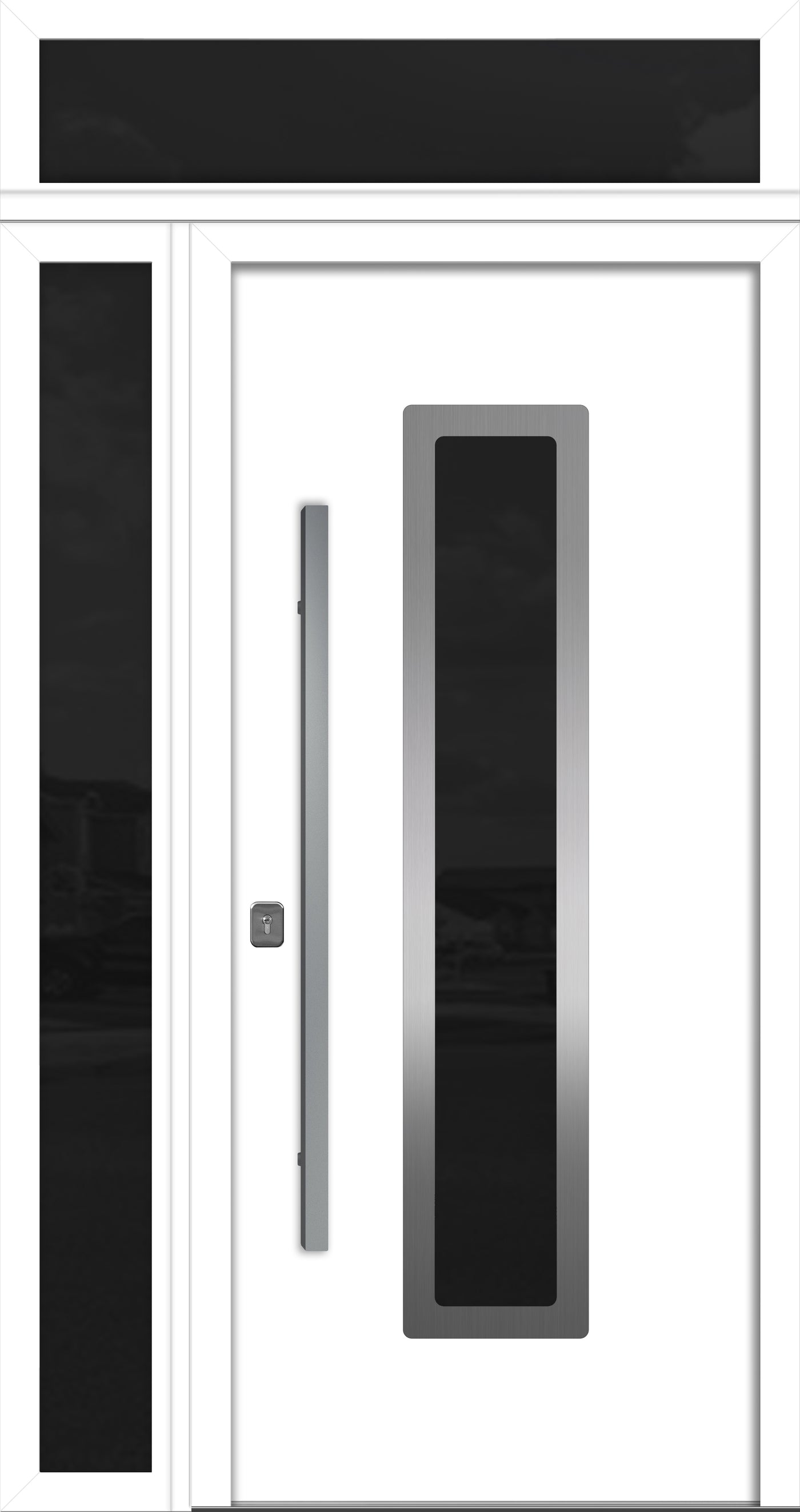 Nova Inox S1 Modern Exterior Single Door 36x80 with Sidelight and Transom - Unit 50x95 1/2 - White - Doors and Beyond