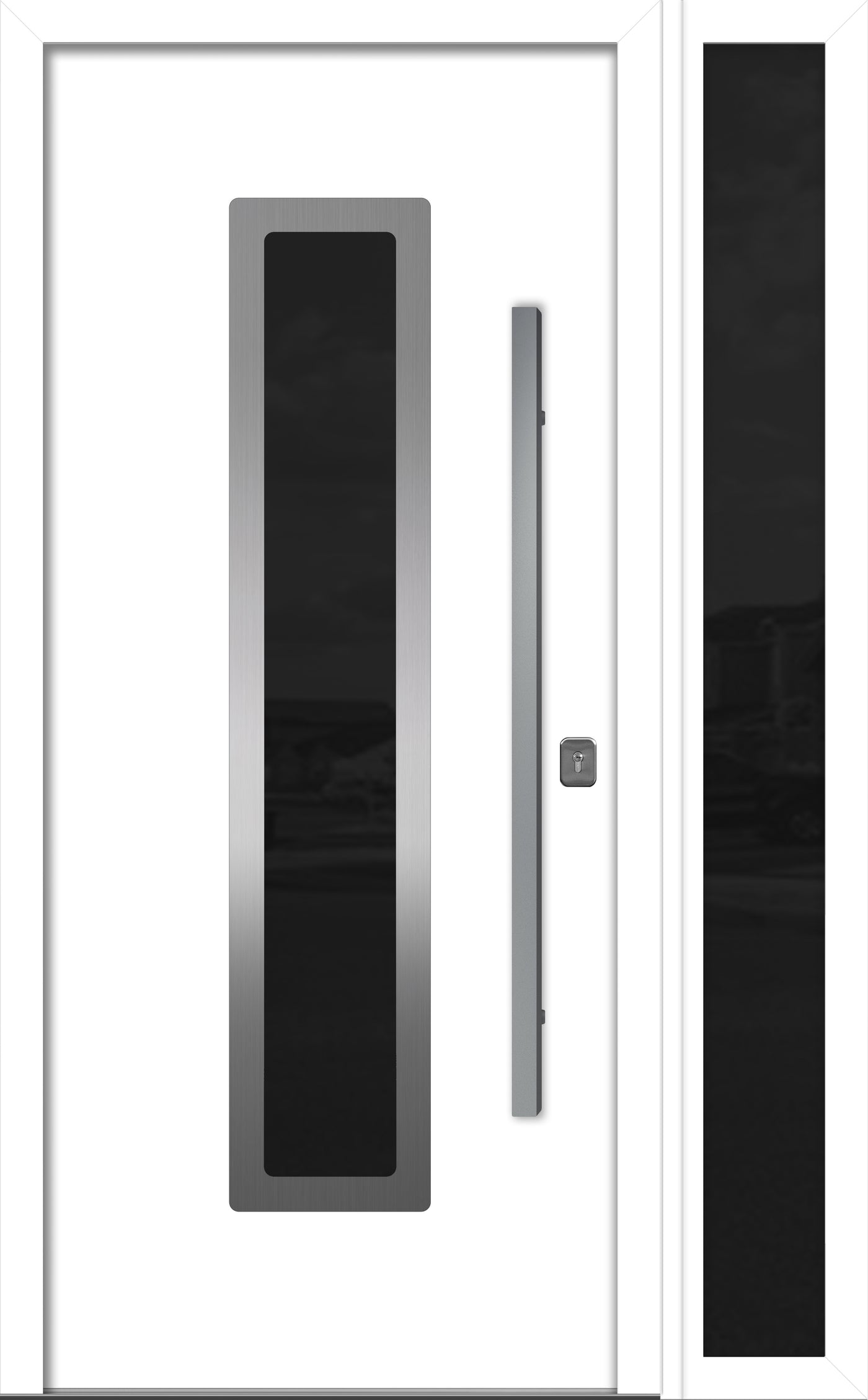 Nova Inox S1 Modern Exterior Single Door W/ (1) 12" Sidelight - Unit 50x81 3/8 - White - Doors and Beyond