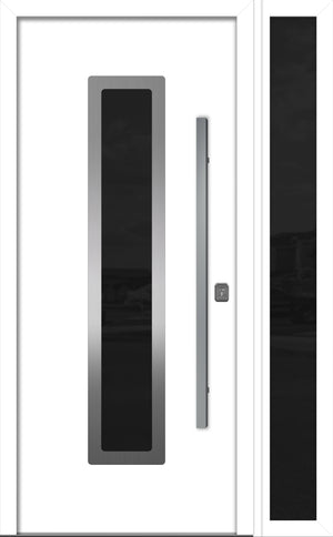 Nova Inox S1 Modern Exterior Single Door W/ (1) 12" Sidelight - Unit 50x81 3/8 - White - Doors and Beyond