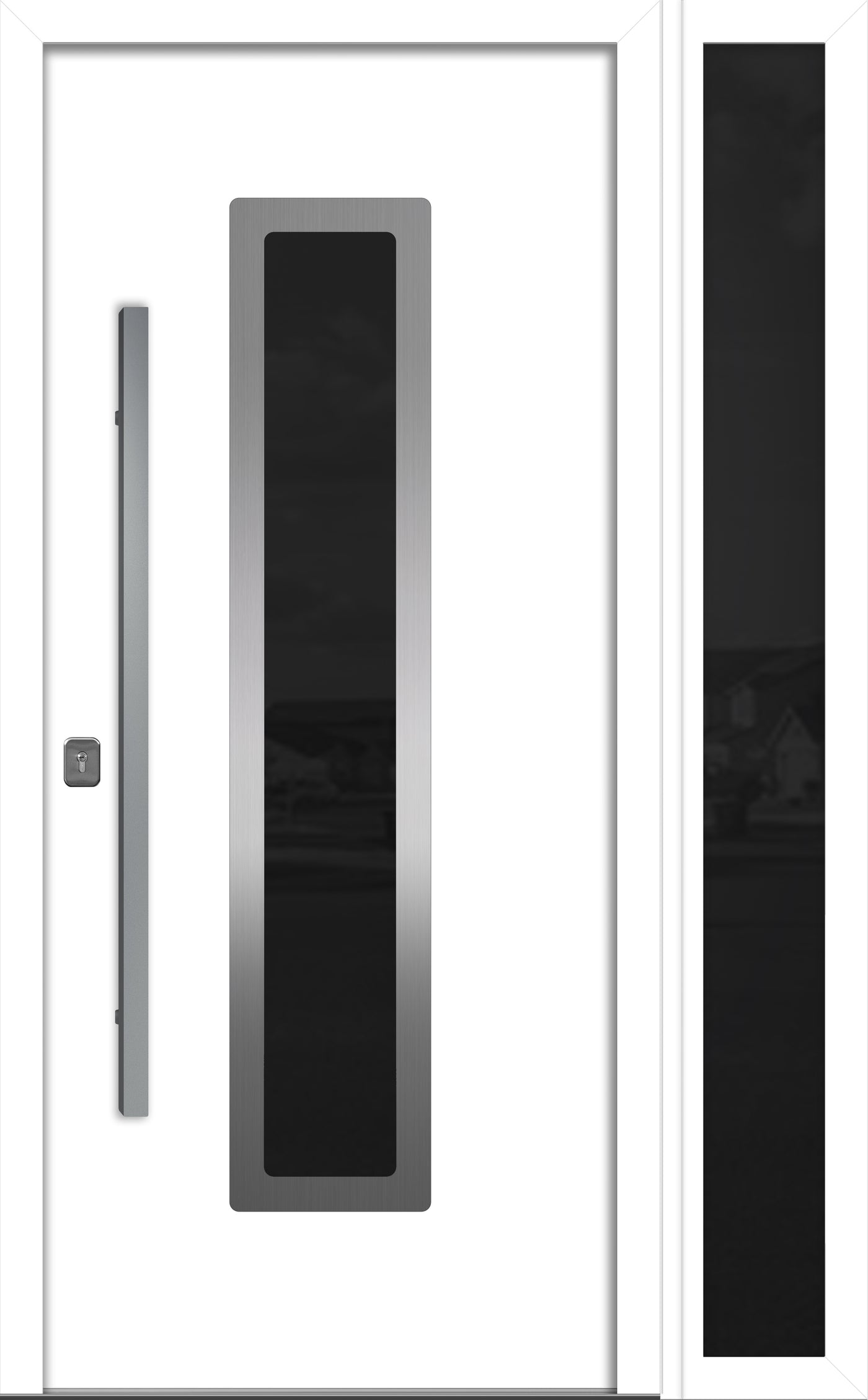 Nova Inox S1 Modern Exterior Single Door W/ (1) 12" Sidelight - Unit 50x81 3/8 - White - Doors and Beyond