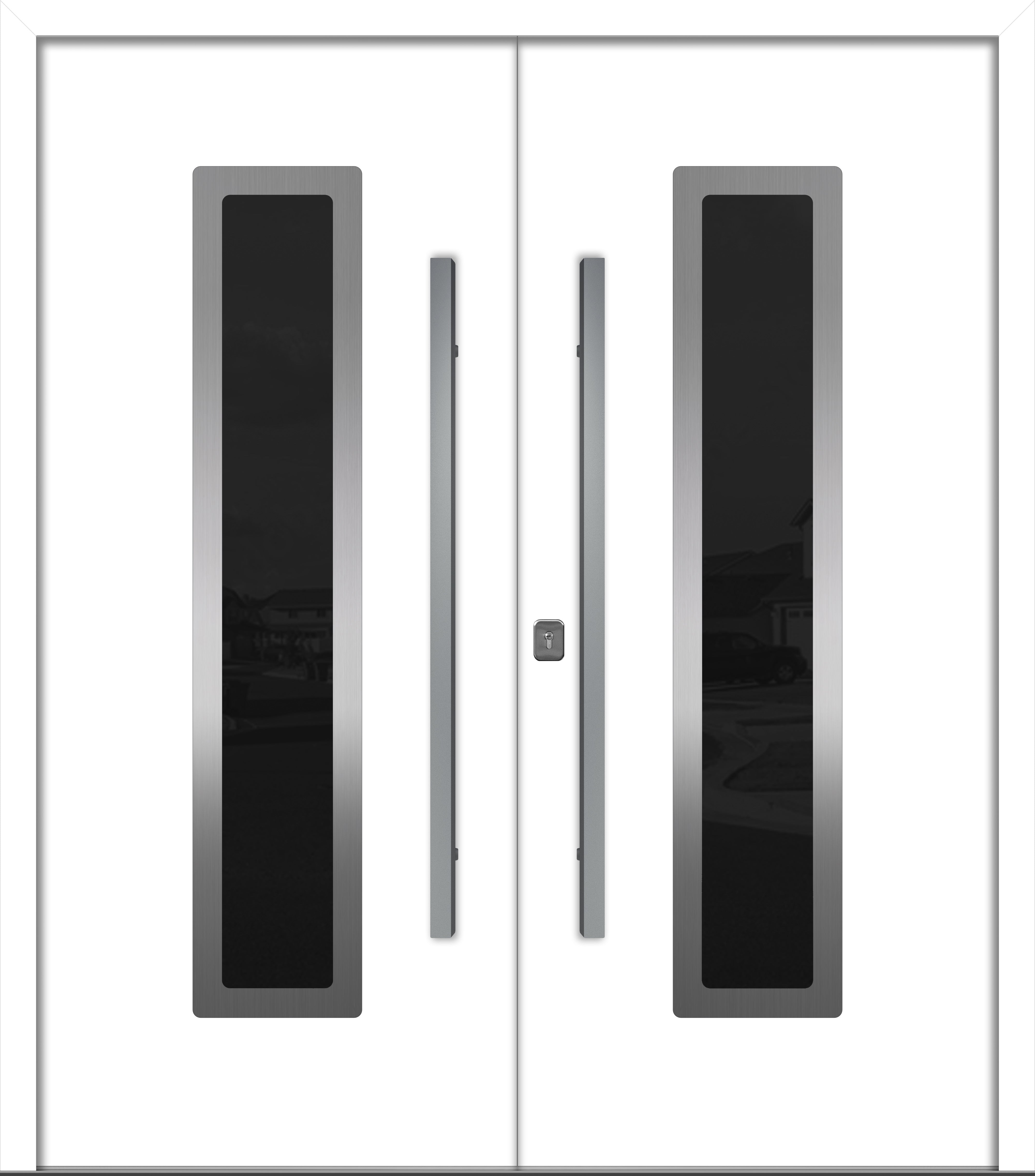 Nova Inox S1 Modern Exterior Double Door 72x80 - Unit 74x81 1/2 - White