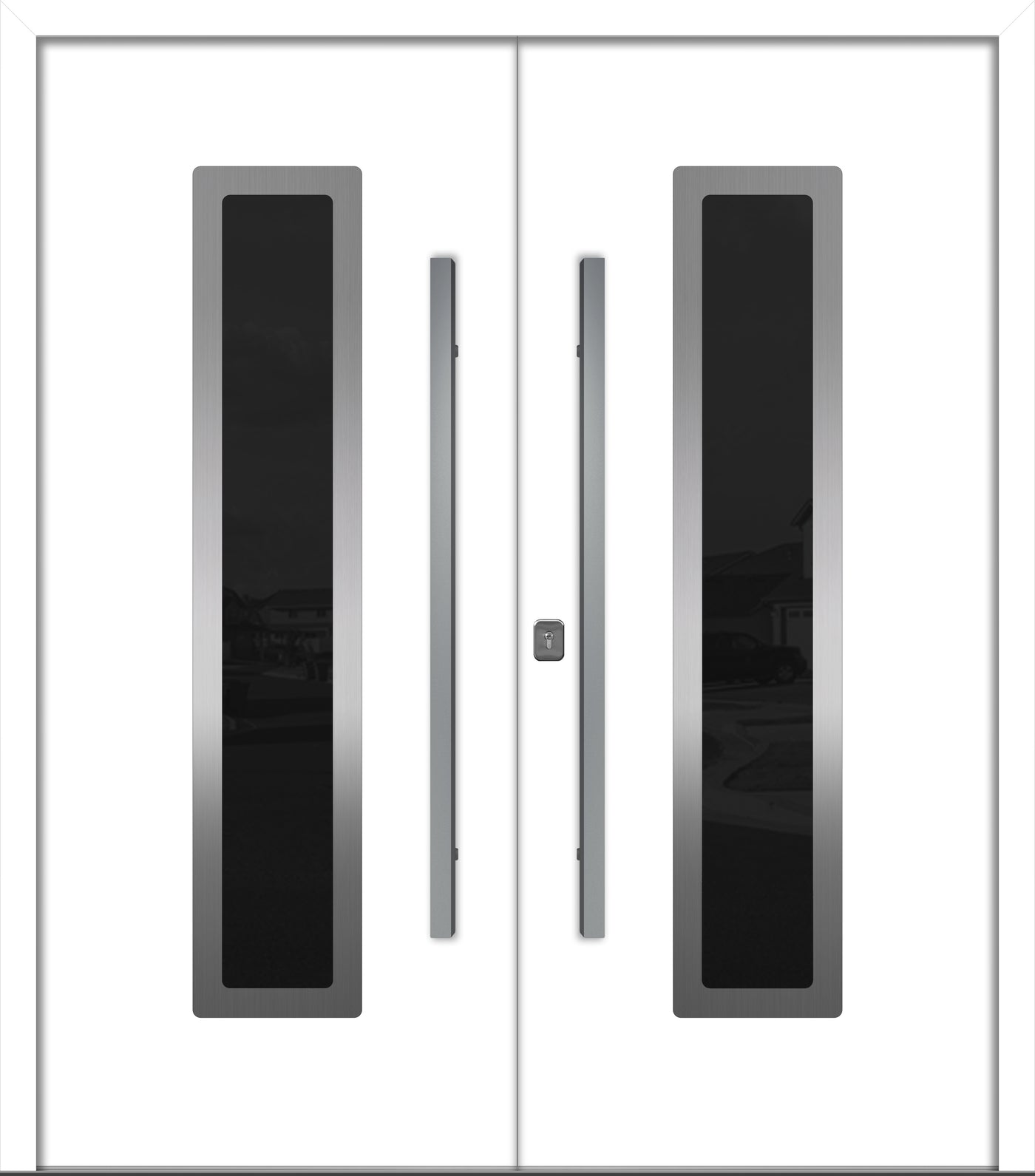 Nova Inox S1 Modern Exterior Double Door 72x80 - Unit 74x81 1/2 - White - Doors and Beyond