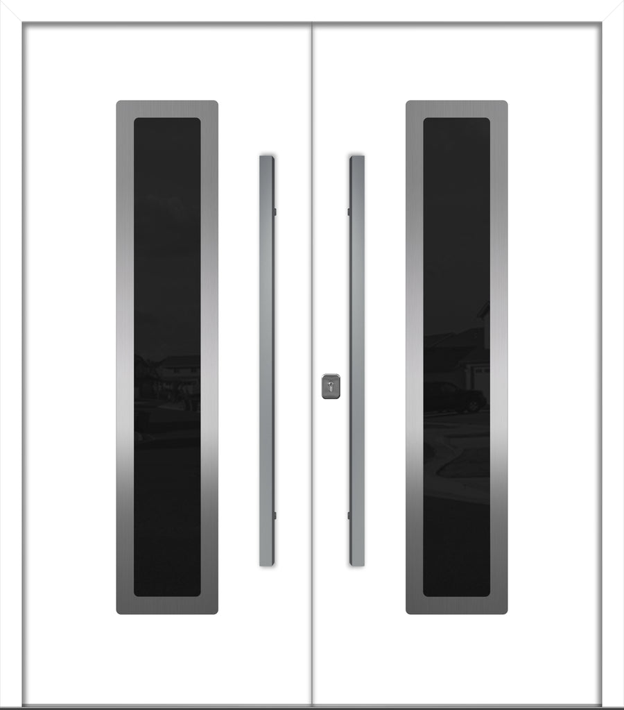 Nova Inox S1 Modern Exterior Double Door 72x80 - Unit 74x81 1/2 - White - Doors and Beyond