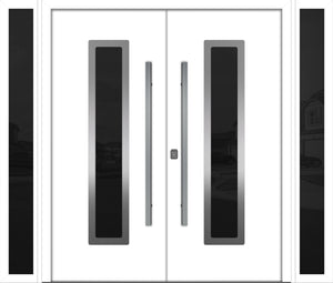 Nova Inox S1 Modern Exterior Double Door W/ (2) 12" Sidelight - Unit 98x81 3/8 - White - Doors and Beyond