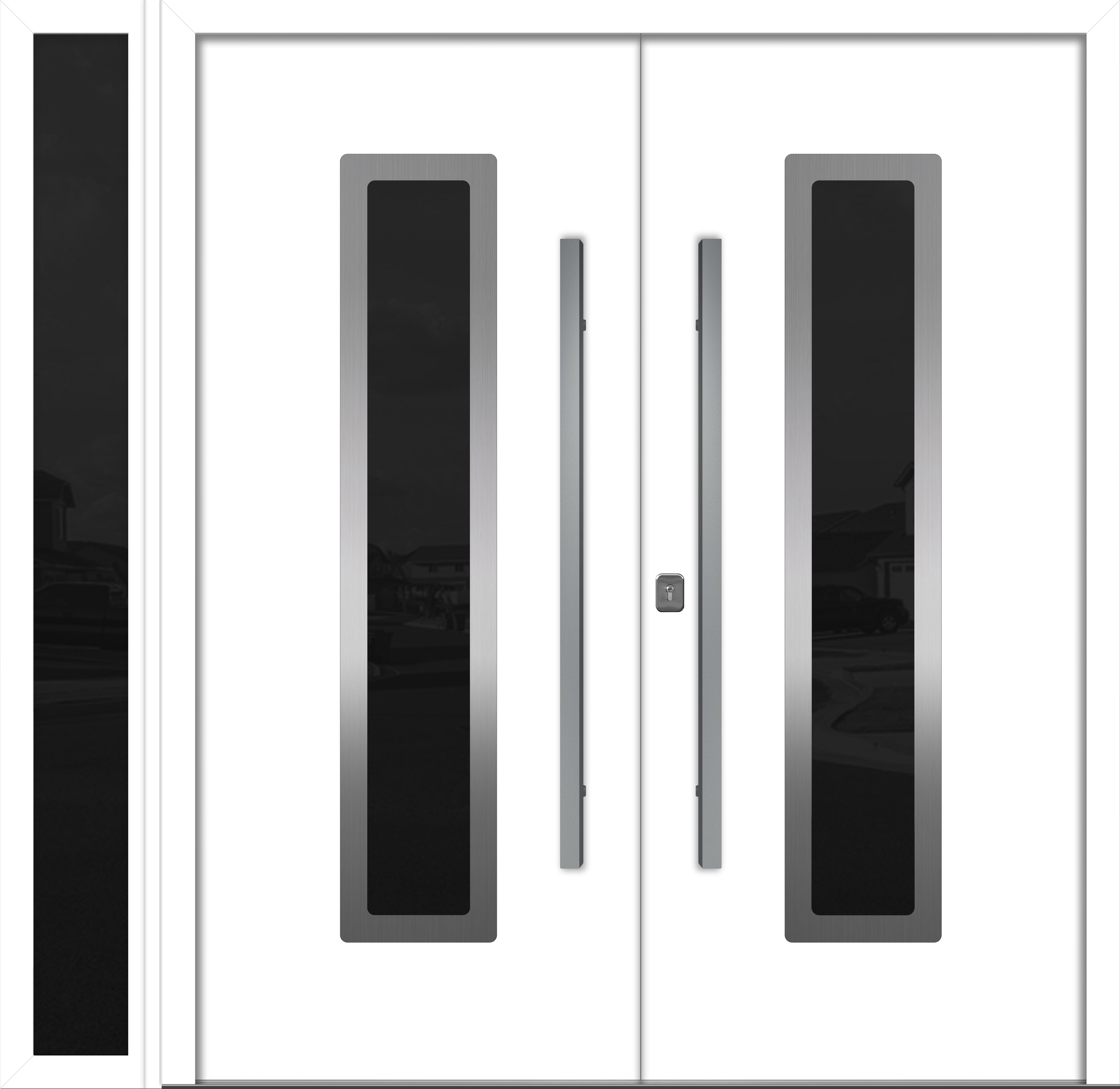 Nova Inox S1  Modern Exterior Double Door W/ (1) 12" Sidelight - Unit 86x81 3/8 - White