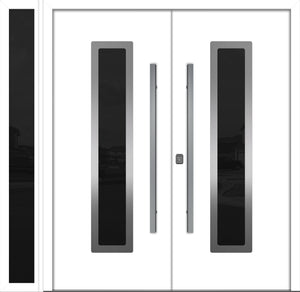 Nova Inox S1 Modern Exterior Double Door W/ (1) 12" Sidelight - Unit 86x81 3/8 - White - Doors and Beyond