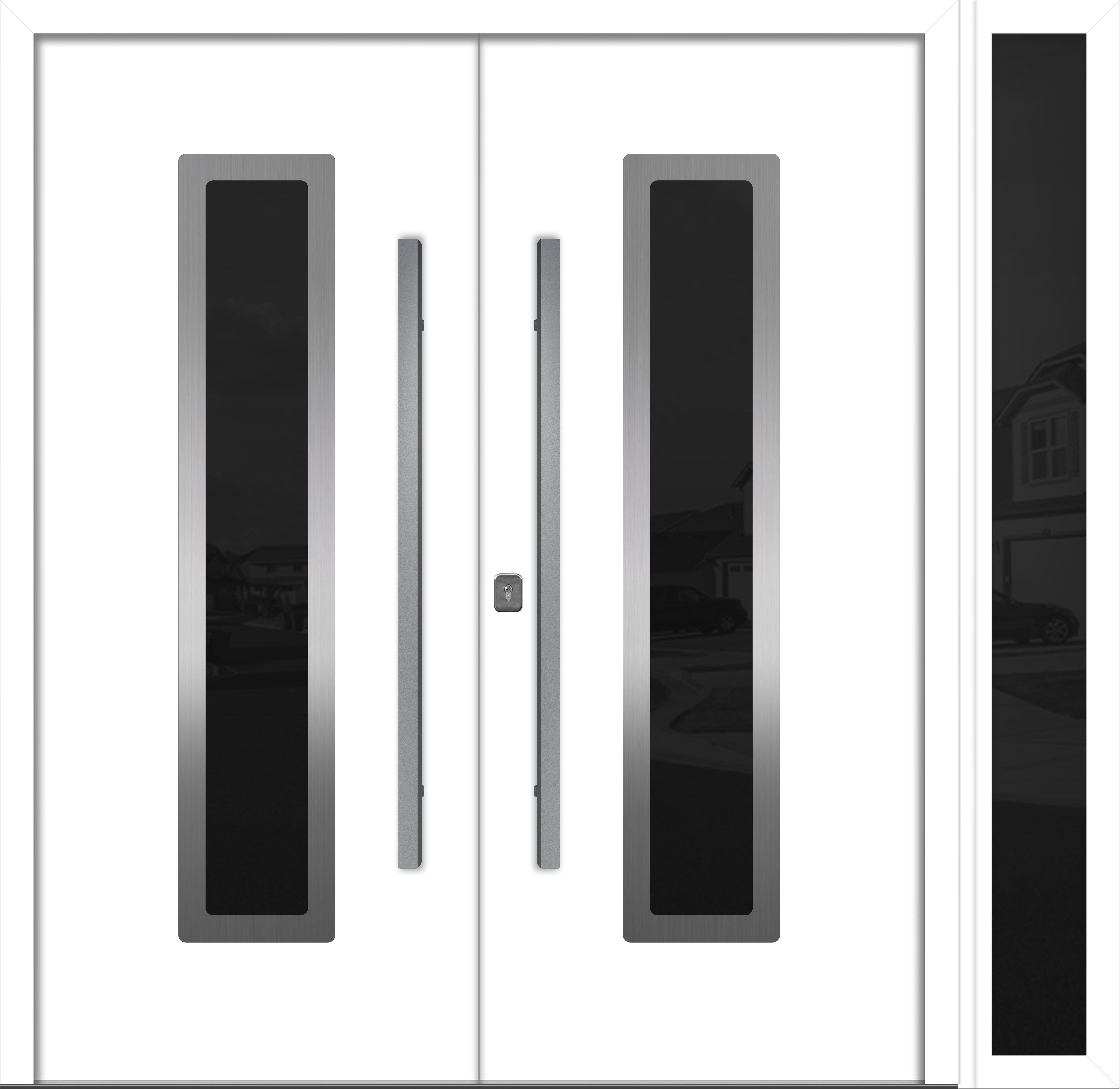 Nova Inox S1  Modern Exterior Double Door W/ (1) 12" Sidelight - Unit 86x81 3/8 - White