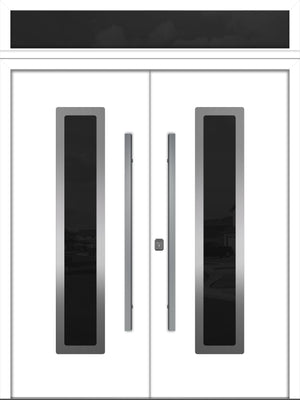 Nova Inox S1 Modern Exterior Double Door 72x80 with Transom - Unit 74x95 1/2 - White - Doors and Beyond