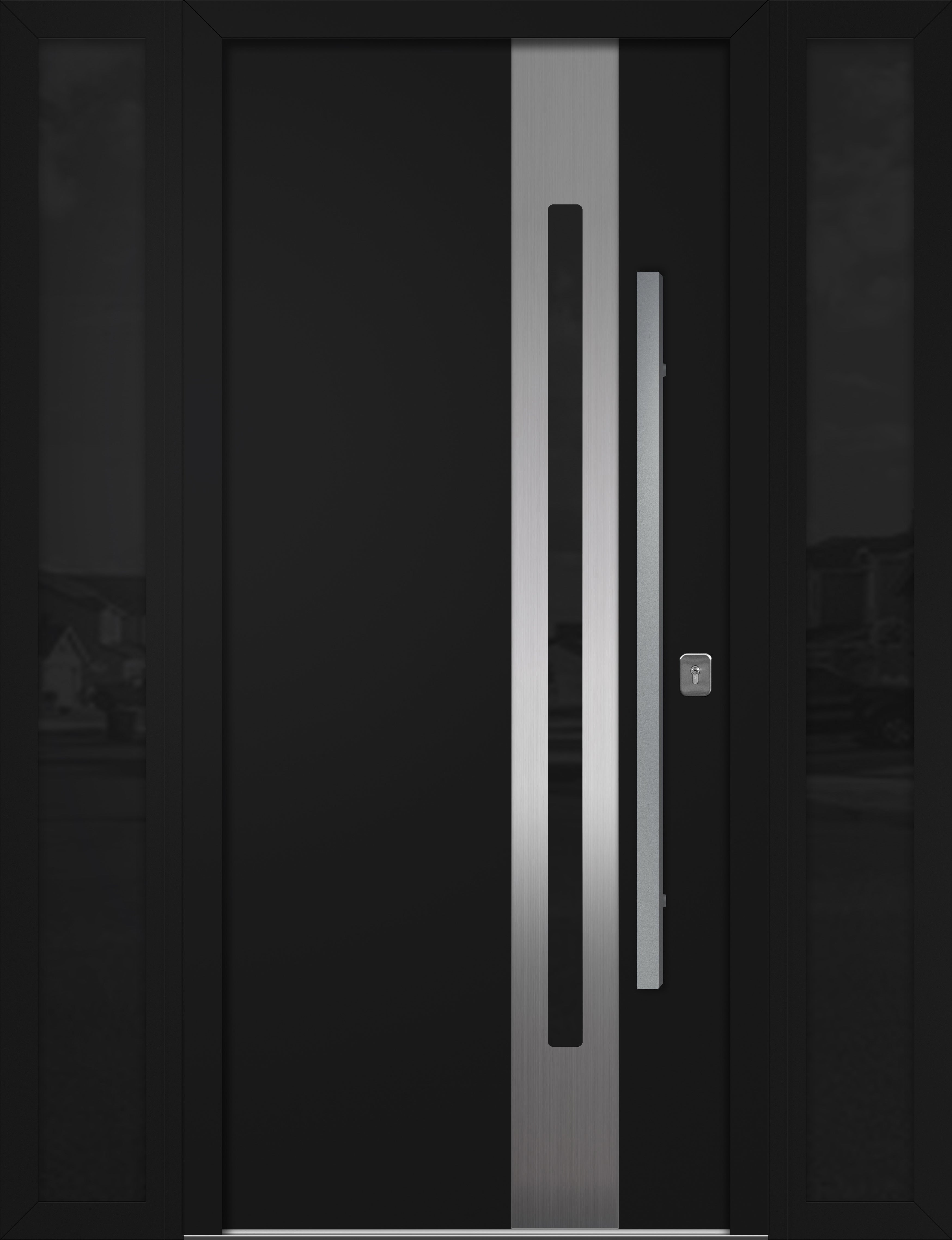 Nova Inox S2 Modern Exterior Single Door W/ (2) 12" Sidelight - Unit 62x81 3/8 - Black