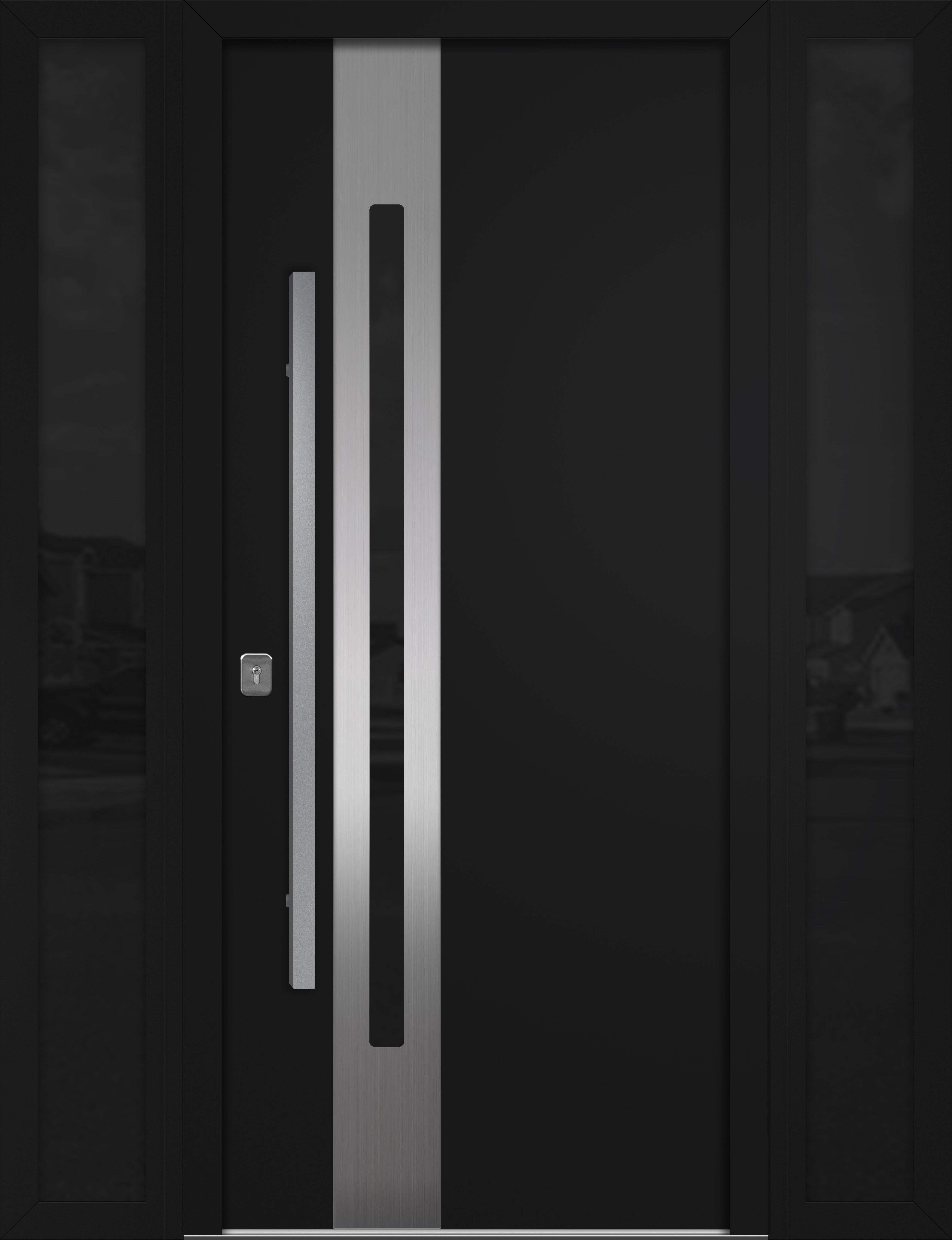 Nova Inox S2 Modern Exterior Single Door W/ (2) 12" Sidelight - Unit 62x81 3/8 - Black