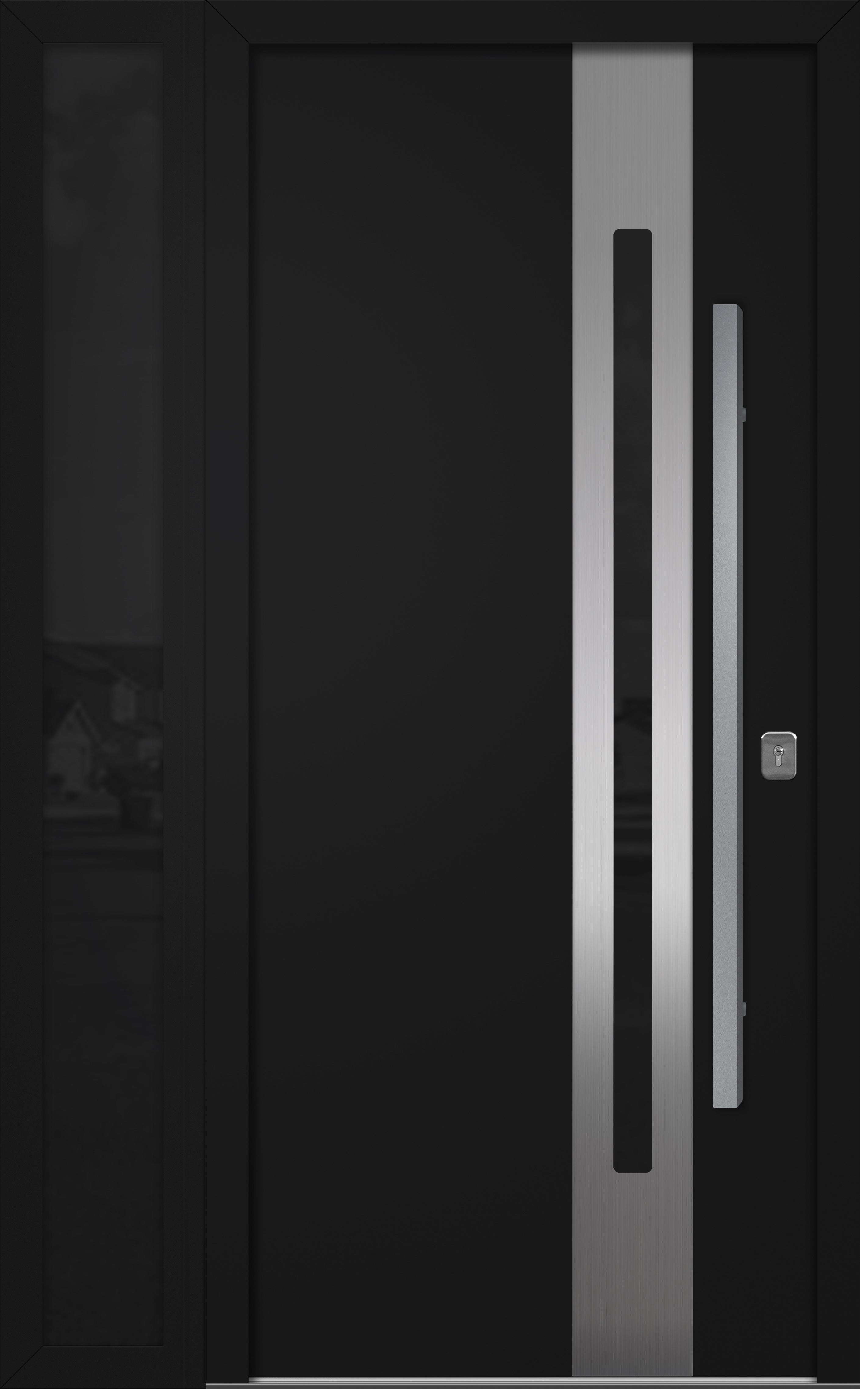 Nova Inox S2 Modern Exterior Single Door W/ (1) 12" Sidelight - Unit 50x81 3/8 - Black