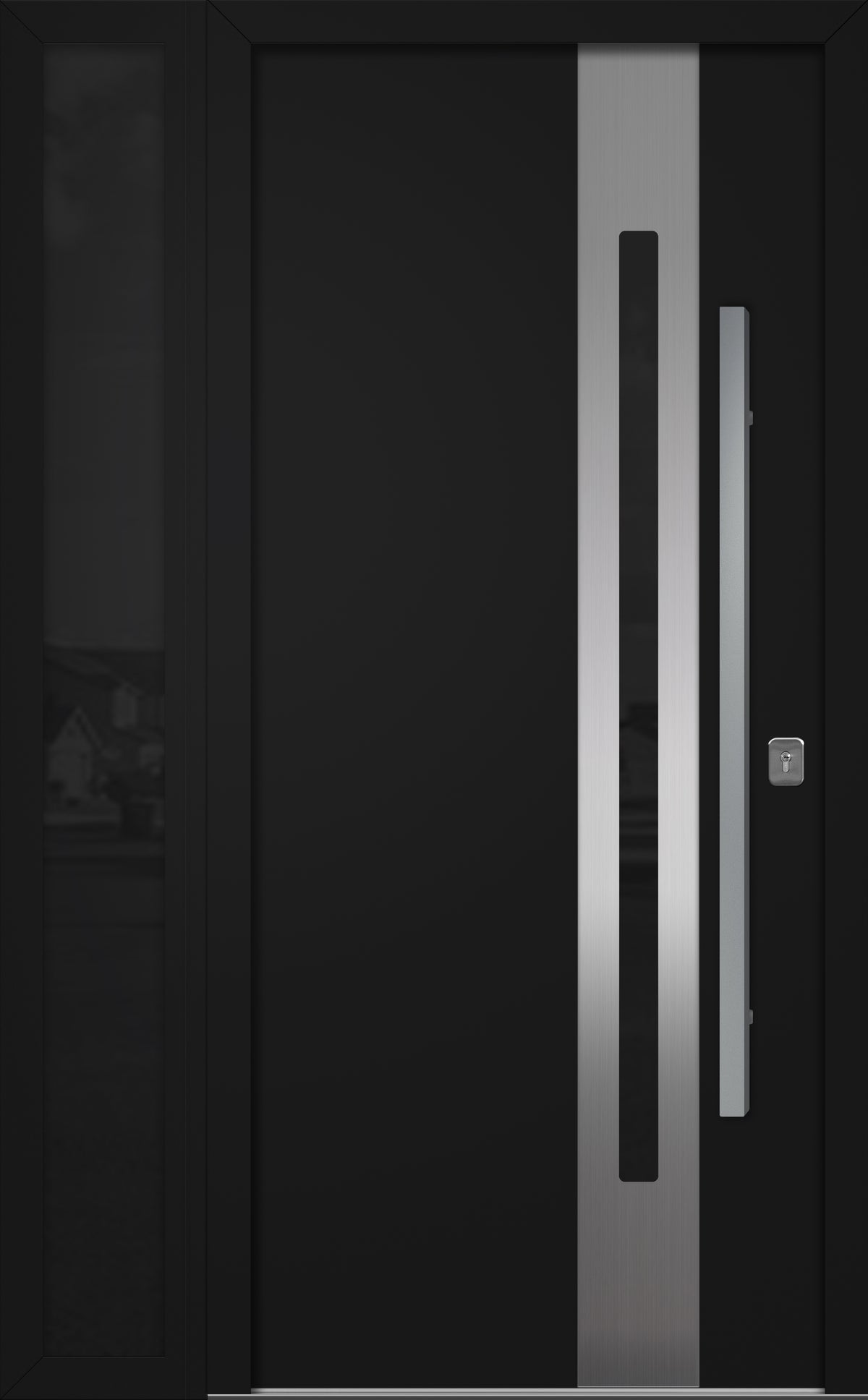 Nova Inox S2 Modern Exterior Single Door W/ (1) 12" Sidelight - Unit 50x81 3/8 - Black - Doors and Beyond