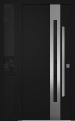 Nova Inox S2 Modern Exterior Single Door W/ (1) 12" Sidelight - Unit 50x81 3/8 - Black - Doors and Beyond