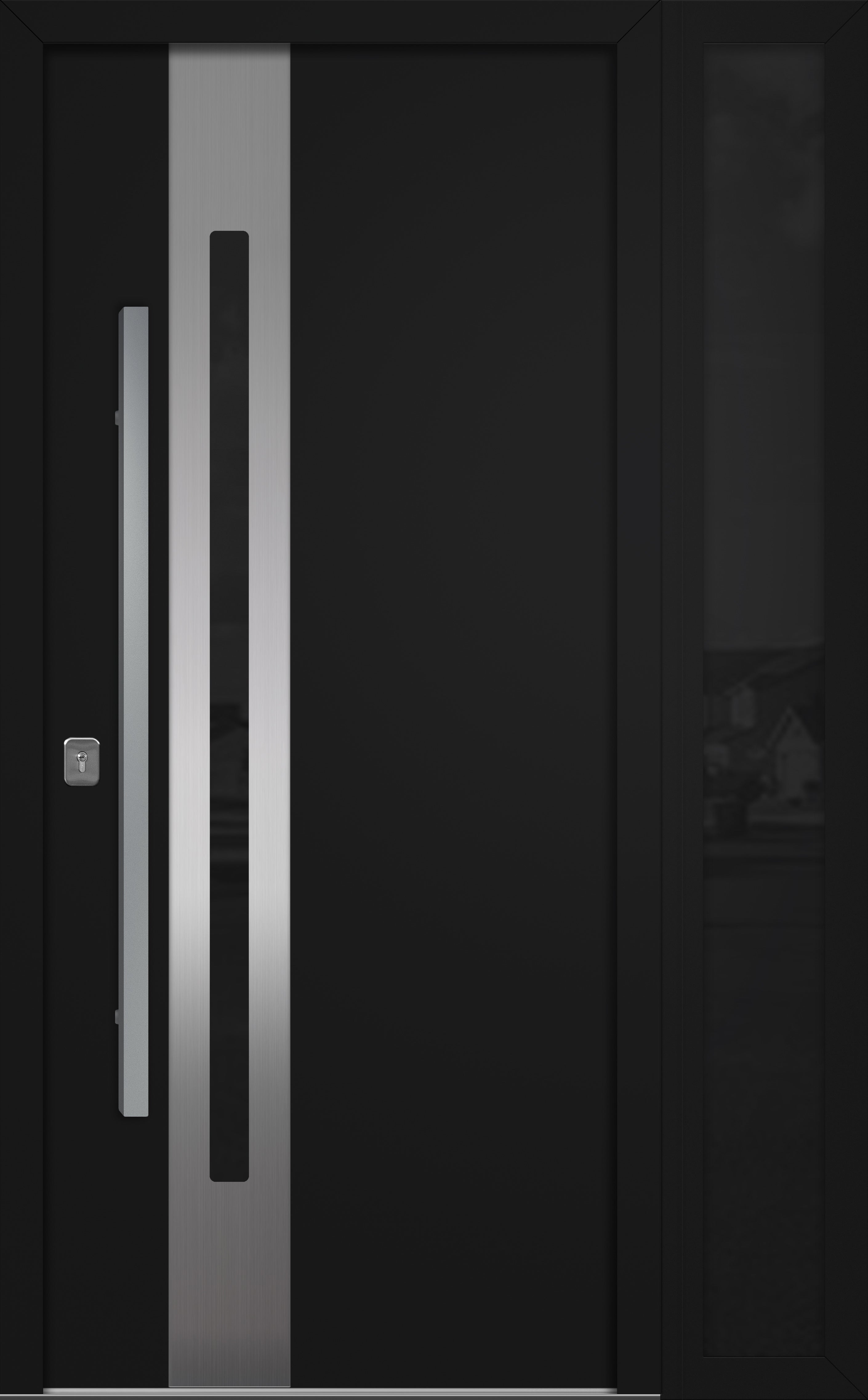 Nova Inox S2 Modern Exterior Single Door W/ (1) 12" Sidelight - Unit 50x81 3/8 - Black