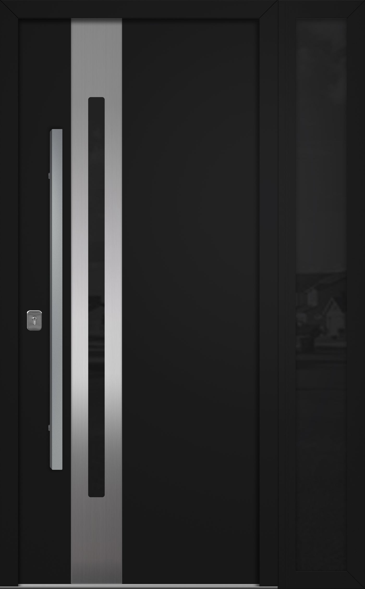 Nova Inox S2 Modern Exterior Single Door W/ (1) 12" Sidelight - Unit 50x81 3/8 - Black - Doors and Beyond