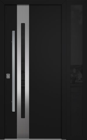 Nova Inox S2 Modern Exterior Single Door W/ (1) 12" Sidelight - Unit 50x81 3/8 - Black - Doors and Beyond