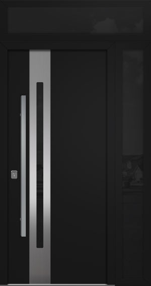 Nova Inox S2 Modern Exterior Single Door 36x80 with Sidelight and Transom - Unit 50x95 1/2 - Black - Doors and Beyond